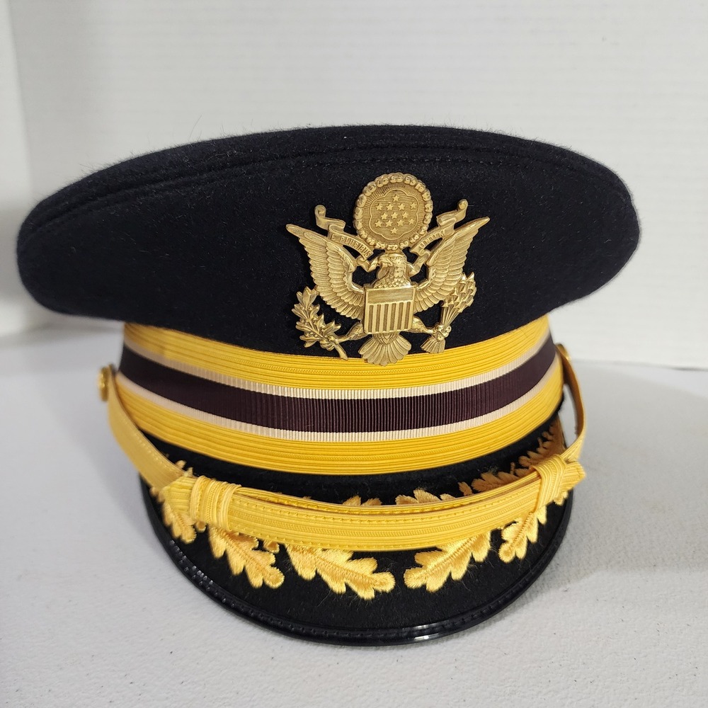 VTG Bancroft US Army Officer Dress Blue Service Cap Gold Bullion Oak Leaf